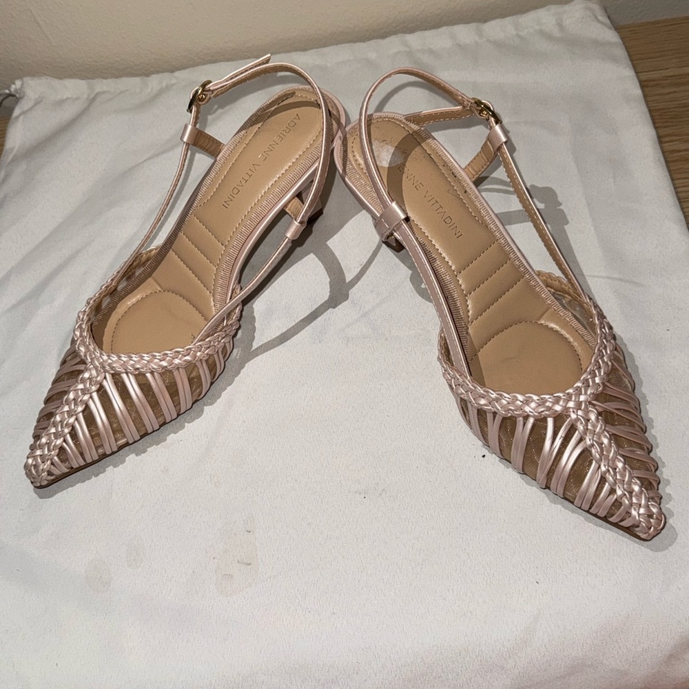 Adrienne Vittadini Blush Woven Heels